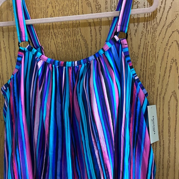 Swimsuits For All Swim Nwt All In One Tank Overlay Swim Romper